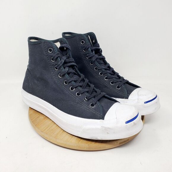 Converse Jack Purcell Shoes Women 8.5 Sneaker Black High Top Athletic - Picture 6 of 14